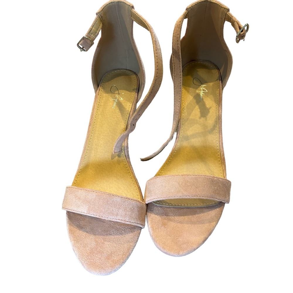 New Mimi by J Adams blush suede open toe ankle strap sandal trendy kitten heel - Picture 2 of 6